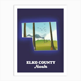 Elko County Nevada travel map Art Print