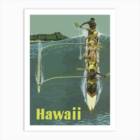 Hawaii, Sailing On A Big Wave Art Print