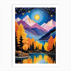 Night At The Lake Art Print