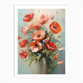 Red Poppy Flowers In A Vase Oil Painting Wall Art Art Print