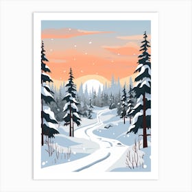 Retro Winter Illustration Lapland Finland 4 Art Print
