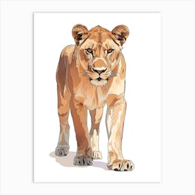 African Lion Lioness On The Prowl Clipart 1 Art Print