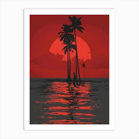 Sunset At The Beach 40 Art Print