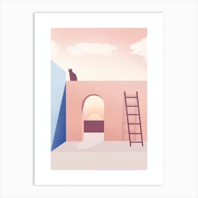 Cat On A Ladder Art Print