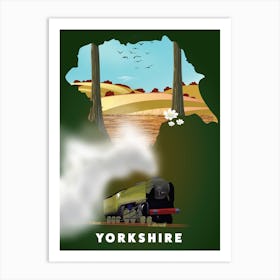 Yorkshire Steam Train Travel poster map Art Print