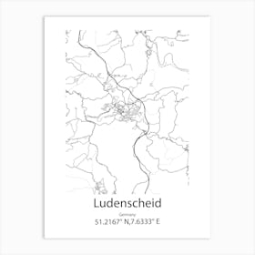 Ludenscheid,Germany Minimalist Map Art Print