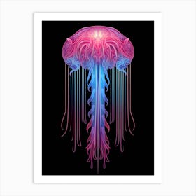 Mauve Stinger Jellyfish Neon Illustration 6 Art Print
