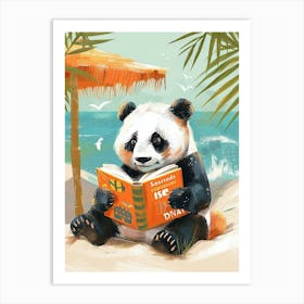 Giant Panda Reading Storybook Illustration 1 Art Print