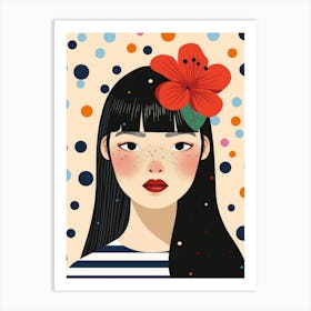 Asian Girl With Flower Art Print