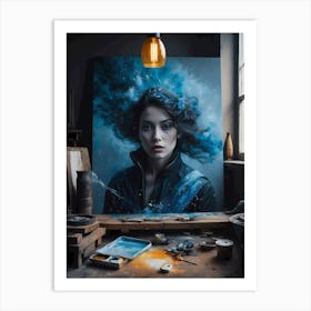 Woman With Blue Hair Art Print