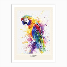 Parrot Colourful Watercolour 3 Poster Art Print
