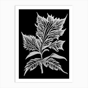 Pennyroyal Leaf Linocut 2 Art Print