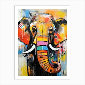 Elephant's Colorful Ballet Art Print