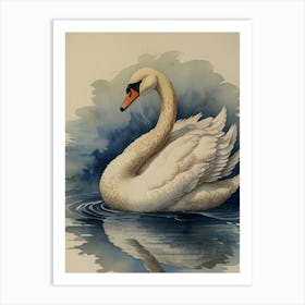 Swan In Water Affiche