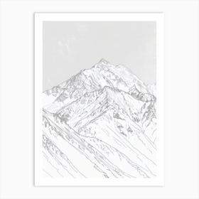 Toubkal Morocco Color Line Drawing (1) Art Print