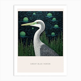 Ohara Koson Inspired Bird Painting Great Blue Heron 6 Poster Art Print