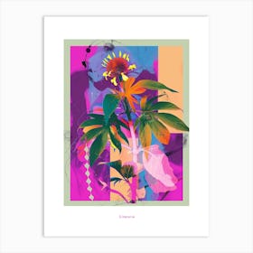 Cineraria 5 Neon Flower Collage Poster Art Print