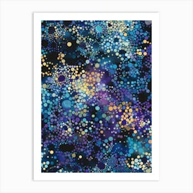 Blue And Gold Dots Art Print