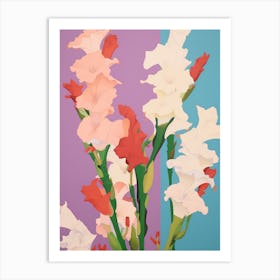 Gladioli Flower Big Bold Illustration 2 Art Print