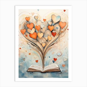 Swirl Storybook Open Novel Heart Art Print