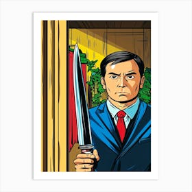 Man Holding A Knife Art Print