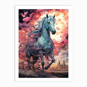 Blue Horse Art Print