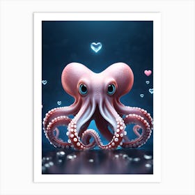 Octopus With Hearts Art Print