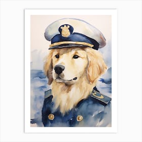 Golden Retriever In A Navy Uniform Art Print