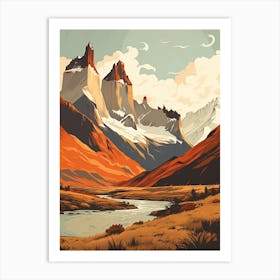 Torres Del Paine Circuit Chile 4 Hiking Trail Landscape Art Print