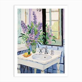 Bathroom Vanity Painting With A Lavender Bouquet 4 Art Print
