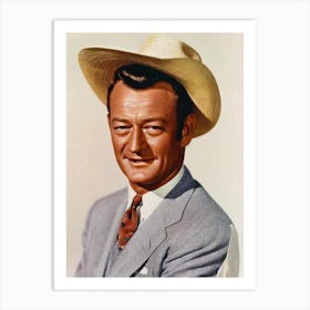 John Wayne Retro Collage Movies Art Print