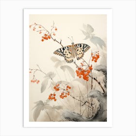 Butterfly Japanese Style Painting 1 Art Print