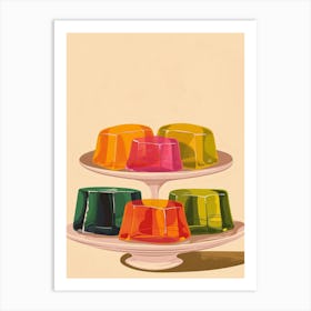 Stacked Colourful Jelly Beige Illustration 1 Art Print
