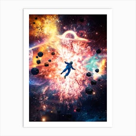 Space Explosion Astronaut Art Print