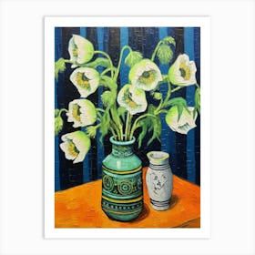 Flowers In A Vase Still Life Painting Aconitum 3 Art Print