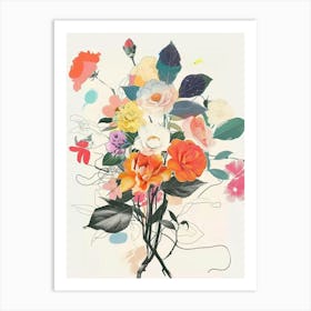 Camellia 1 Collage Flower Bouquet Art Print