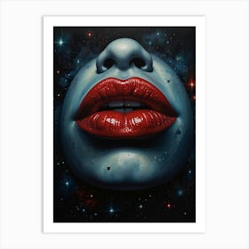 Lips with red lipstick Art Print