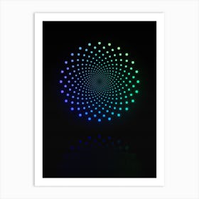 Neon Blue and Green Abstract Geometric Glyph on Black n.0269 Art Print