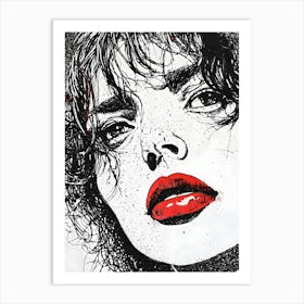 Woman With Red Lips 1 Art Print