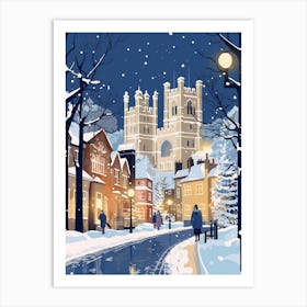 Winter Travel Night Illustration Windsor United Kingdom 4 Art Print