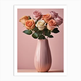 A Vase Of Pink Roses 35 Art Print