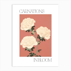 Carnations In Bloom Flowers Bold Illustration 4 Art Print