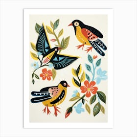 Folk Style Bird Painting American Goldfinch 3 Art Print