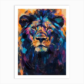 Black Lion Symbolic Imagery Fauvist Painting 3 Art Print