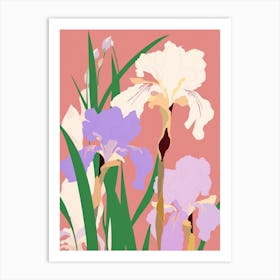 Irises Flower Big Bold Illustration 4 Art Print