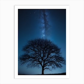 Tree Silhouetted Against The Night Sky 1 Art Print