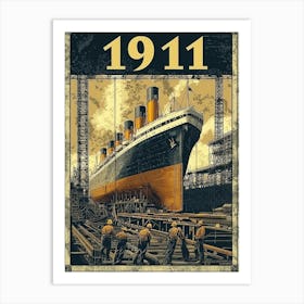 Aihrgdesign A Vintage Engineering Poster Showing The Titanic Art Print