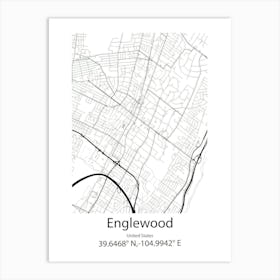 Englewood,United States Minimalist Map Art Print