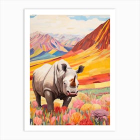 Rhino In The Grass 4 Art Print