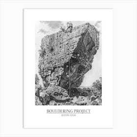 Bouldering Project Austin Texas Black And White Drawing 1 Poster Art Print